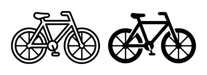 Bicycle Icons, Two Styles: Outline and Silhouette, Vector Graphics for Transportation and Sport Themes © Rifat