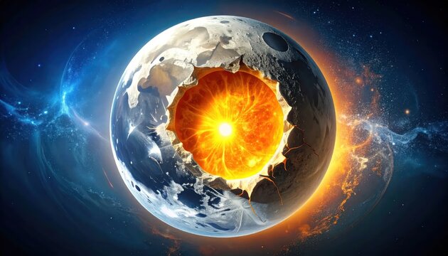 Earth Planet Explosion in Space.