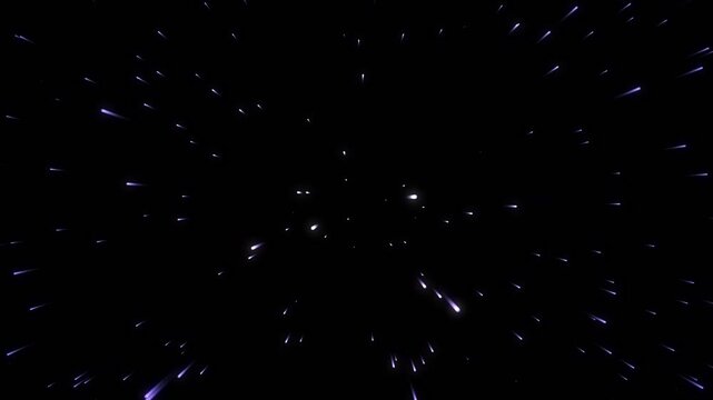 Warp speed hyperdrive animation overlay featuring white light streaks and flying stars loop on a transparent alpha channel background. 4k