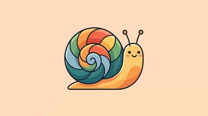 Colorful cartoon snail smiling face. © Suker