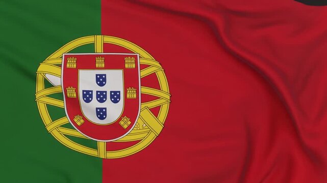 Green and red Portuguese flag with ornate coat of arms, symbolizing heritage, unity, and resilience.