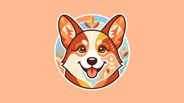 Smiling Corgi Dog Face Portrait Closeup.