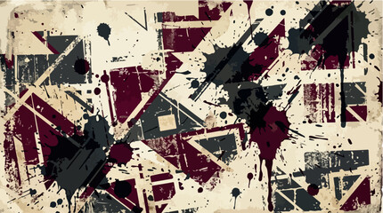 Fototapeta premium Distressed geometric grunge background. Abstract ink splatter texture with dark modern shapes.