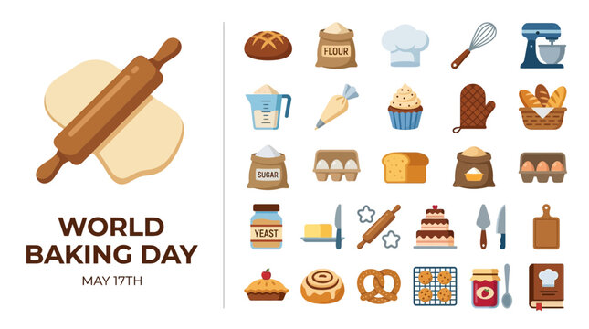 World Baking Day Celebration Icons Set