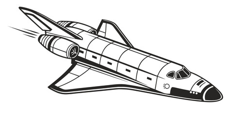 Futuristic rocket ship silhouette, white background, sleek space exploration spaceship © AG