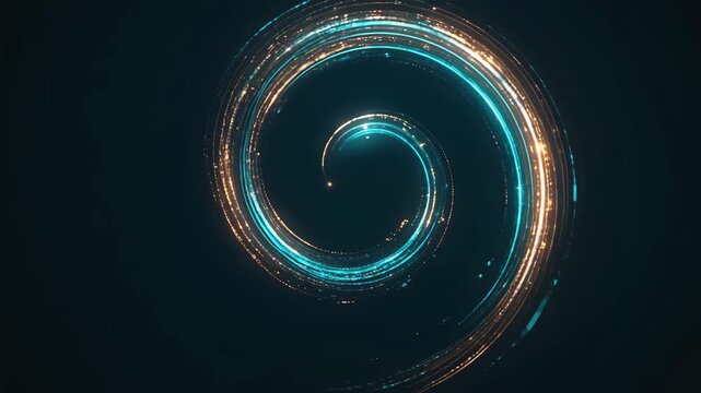 Minimal Abstract Neon Spiral Light Trail Background with Futuristic Glowing Circular Motion