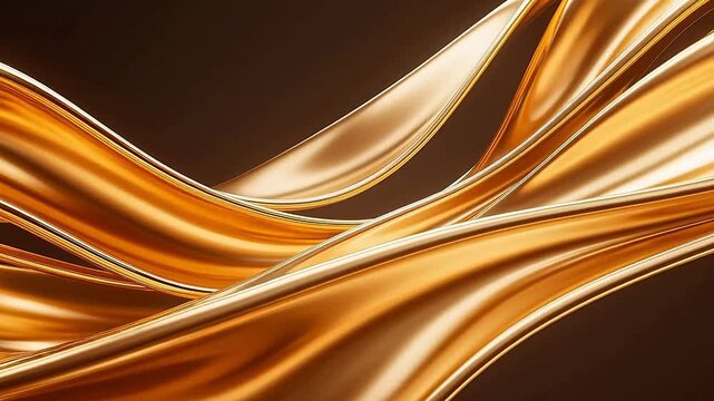 Golden silk waves on dark background