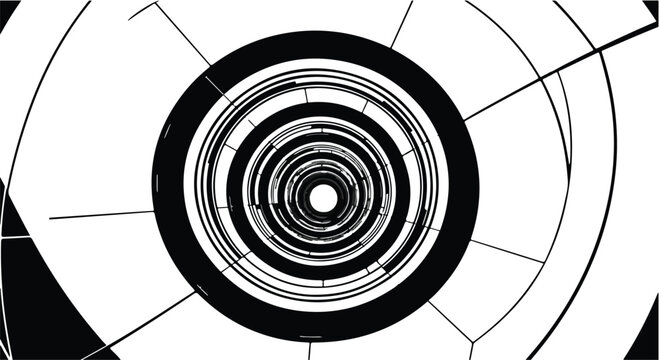 Abstract circles form a geometric tunnel pattern that creates a sense of infinite depth and movement.