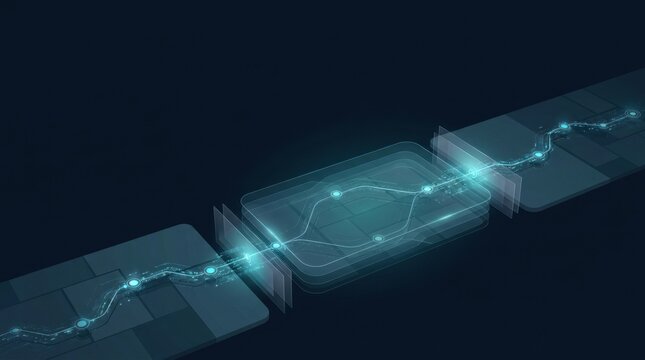 Three Stage Business Continuity Data Flow Rerouted Through a Layered Failover System on a Dark Blue Enterprise Technology Background with Copy Space