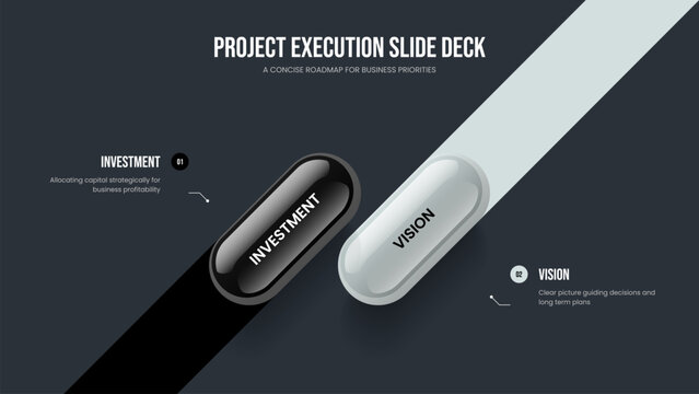 Sales Profile Two Option Infographic Slideshow Design. Modern Performance 2 Element Diagram Slide Layout. Enterprise Development Frame Template Vector Illustration.
