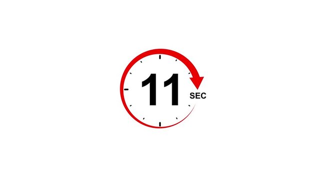 Red circular timer icon with 11 seconds displayed on white background clock countdown