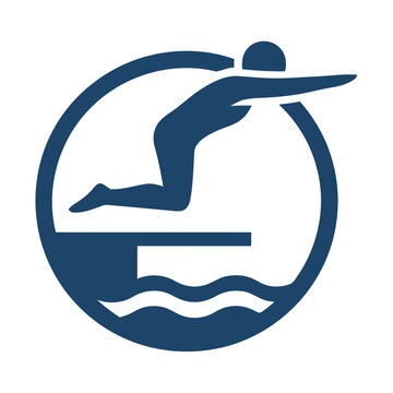 Diver jumping into water icon