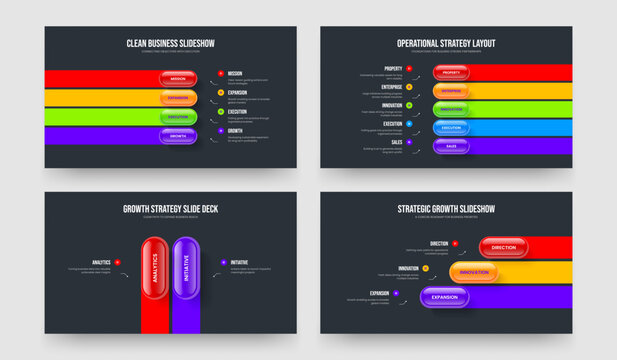 Modern Innovation 4 5 2 3 Step Diagram Presentation Template Bundle. Consulting Forecast Four Five Two Three Option Infographic Slide Design Vector Illustration Collection.