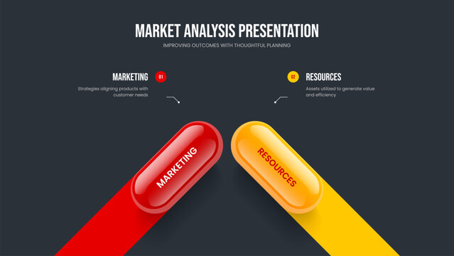 Consulting Plan Frame Design Vector Illustration. Digital Forecast 2 Step Infographic Slide Template. Company Solution Two Option Diagram Presentation Layout.