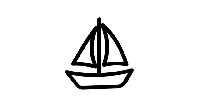 Simple Hand Drawn Sailboat Animation Sailing on Water in a Minimalist Style