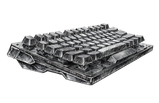 3d rendering of a mechanical keyboard keycap mold with detailed keys