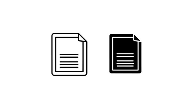 Document paper sheet icons solid and outline style with document