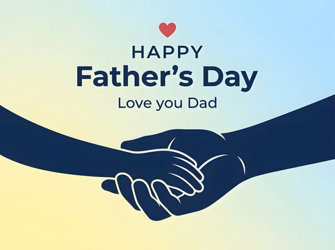 Happy fathers day greeting card concept featuring holding hands