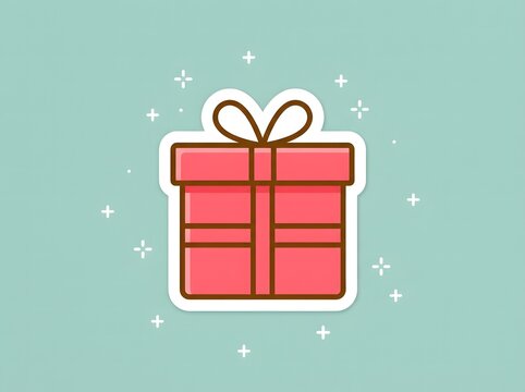 Red gift box icon with bow ribbon for celebration