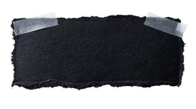 Black fabric label tag on transparent background