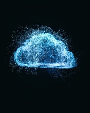 cloud computing abstract concept, floating luminous particles