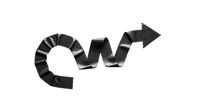 Black 3d arrow turning into w shape