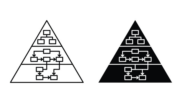 Hierarchical organizational structure charts in triangle design with hierarchy