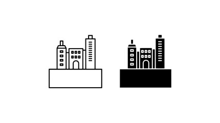 Obraz premium City skyline building icons in line and solid design styles