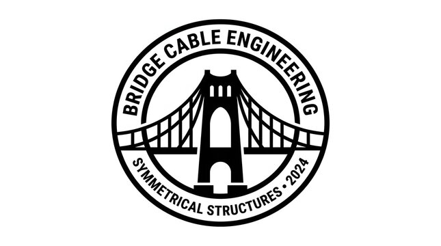 Bridge cable engineering logo with golden gate bridge silhouette