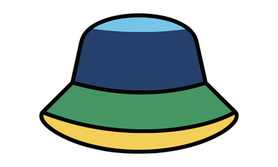 Fototapeta premium Minimalist bucket hat icon with flat colors and clean lines isolated on white background, modern fashion and summer accessory concept