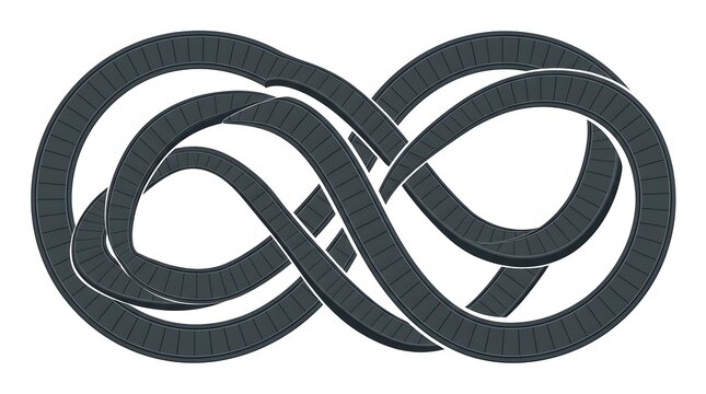 Gray infinity loop design 3d rendered continuous knot symbol