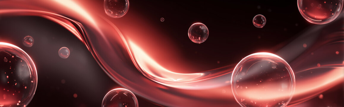 Luxury Red Abstract Technology Background with Glowing Arrow and Glass Ribbons