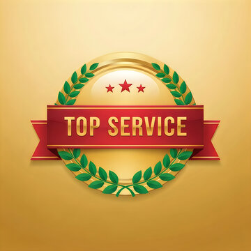Top service award badge with laurel wreath and stars