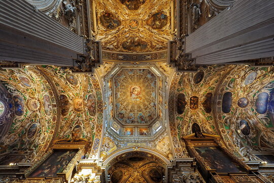 Interior of Basilica di Santa Maria Maggiore in Bergamo upper, Lombardy, Italy