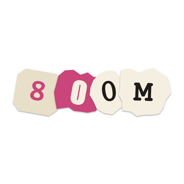 Eight hundred million text cutout isolated on transparent background