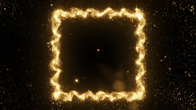 Glowing square frame burns brightly against dark space background