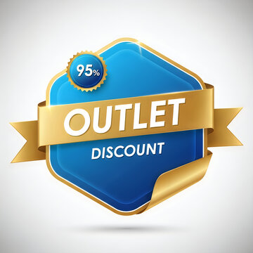 Outlet discount badge with ninety five percent sale ribbon