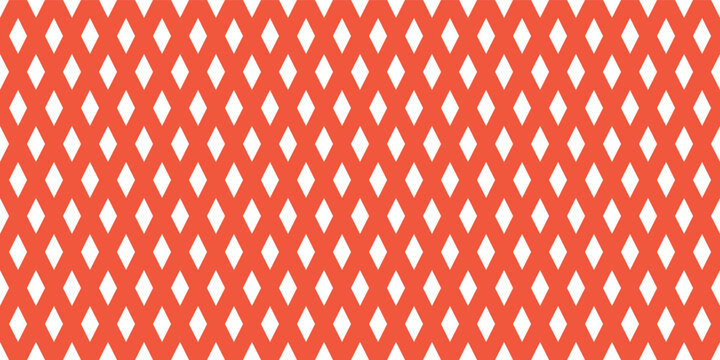 Red background with repeating rhombus geometric pattern seamless texture.