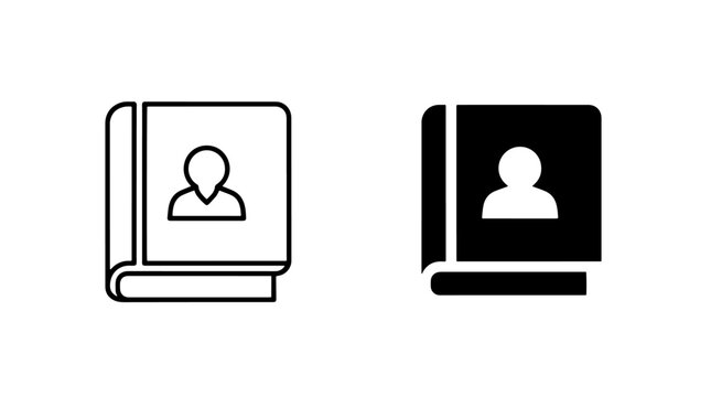 Address book with profile icon in line and solid vector styles