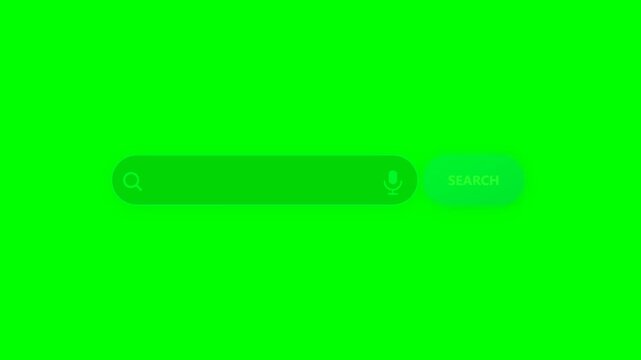 Modern Search Bar Interface with Voice Microphone Icon and Blue Search Button on Green Screen Background for Chroma Key Compositing