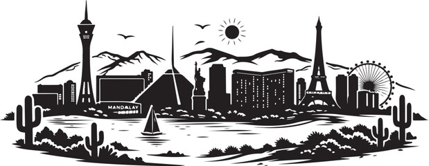 Las Vegas Modern Skyline Black Silhouette © Letitia