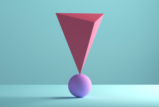 Pyramid balancing on a sphere, 3D Rendering
