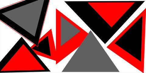 Red, black, and white triangles create a striking abstract pattern, blending bold geometry with dynamic color contrast. © andika