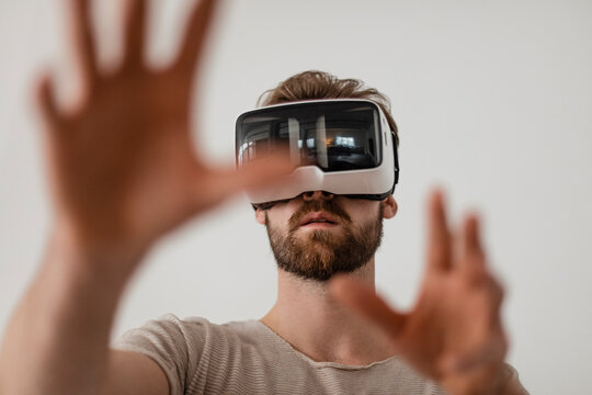 Man using Virtual Reality Glasses