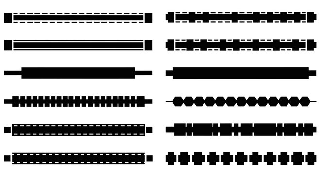 Set of black decorative dividers and horizontal line borders for design