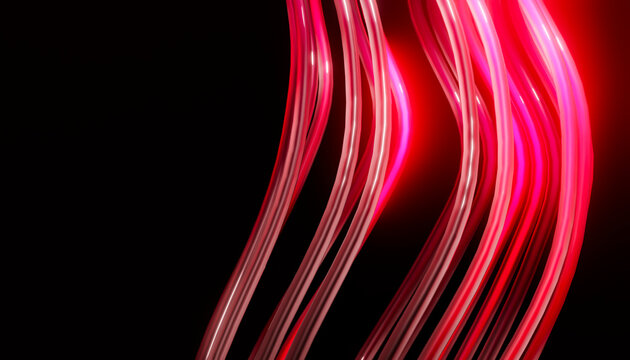 Abstract glowing red strand on black background