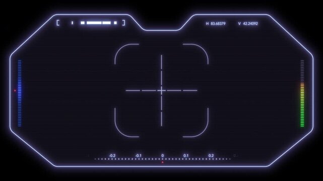Science fiction-style blue-glowing, looping video scope HUD with alpha channel