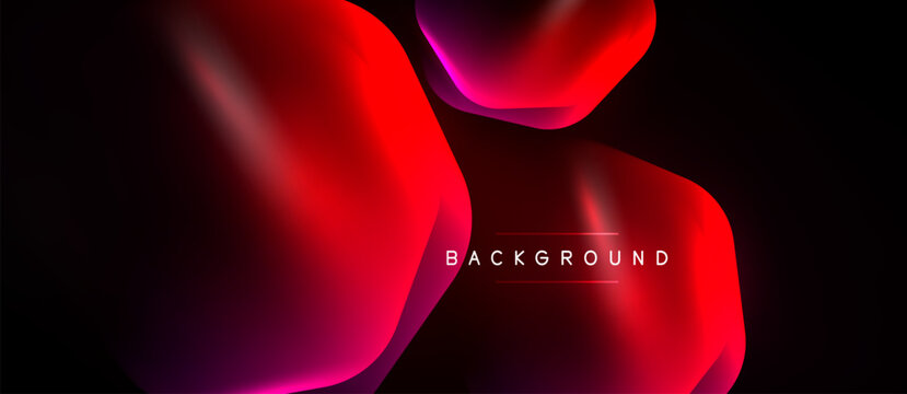 Abstract fluid shapes, vibrant red hues, dark background. Modern design, smooth gradients create dynamic visual impact.