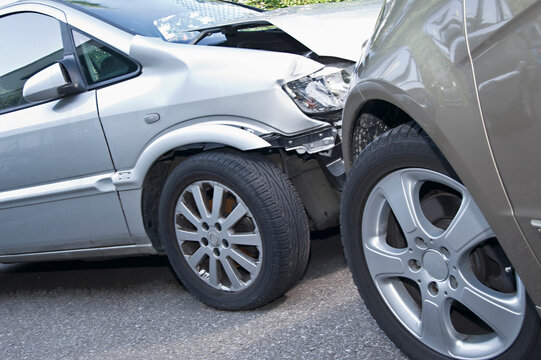Damaged vehicle after a car accident on a street in Germany