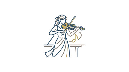 Obraz premium Woman Playing Violin on Stage Alone.